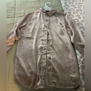 leopard satin blouse